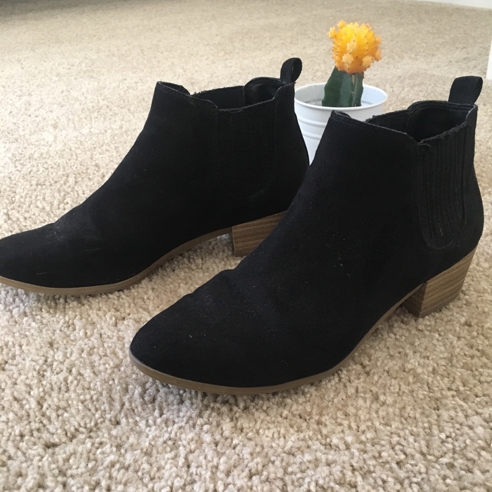 Black faux suede booties